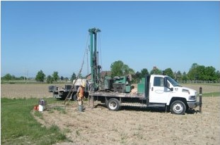 Geotechnical drilling rig in the field